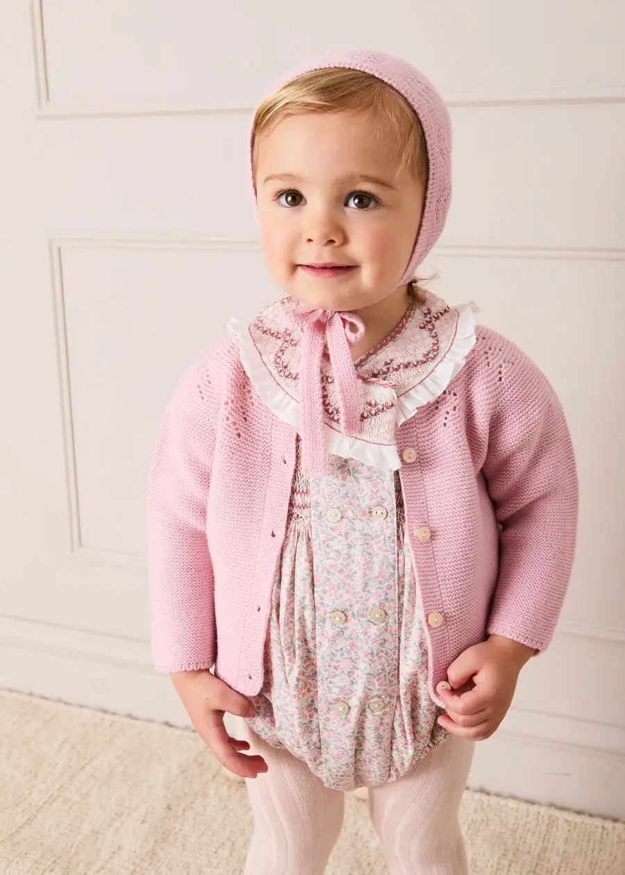 Openwork Cardigan In Pink (6mths-10yrs) KNITWEAR from Pepa London