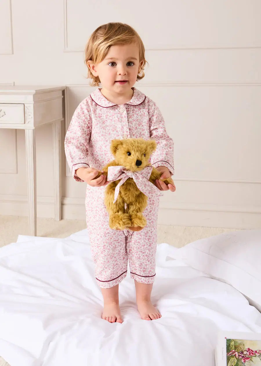 Limited Edition Merrythought & Pepa Teddy Bear in Jane Floral Bow in Pink (S-M) Toys from Pepa London