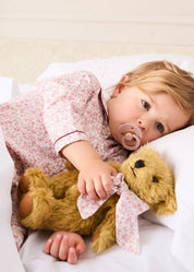 Limited Edition Merrythought & Pepa Teddy Bear in Jane Floral Bow in Pink (S-M) Toys from Pepa London