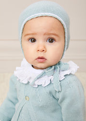 Openwork Detail Baby Cardigan in Green (1-12mths) Knitwear from Pepa London