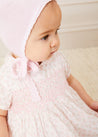 Lace Detail Knitted Bonnet in Pink (1-6mths) Knitted Accessories  from Pepa London