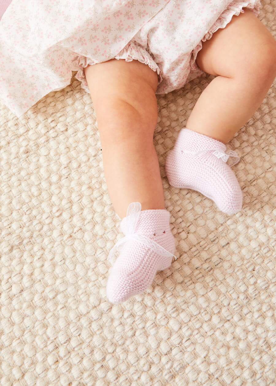 Lace Detail Knitted Booties in Pink Shoes  from Pepa London