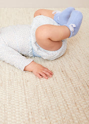 Elsie Floral Print Bloomers With Smocked Waistband in Blue (1-6mths) Bloomers  from Pepa London