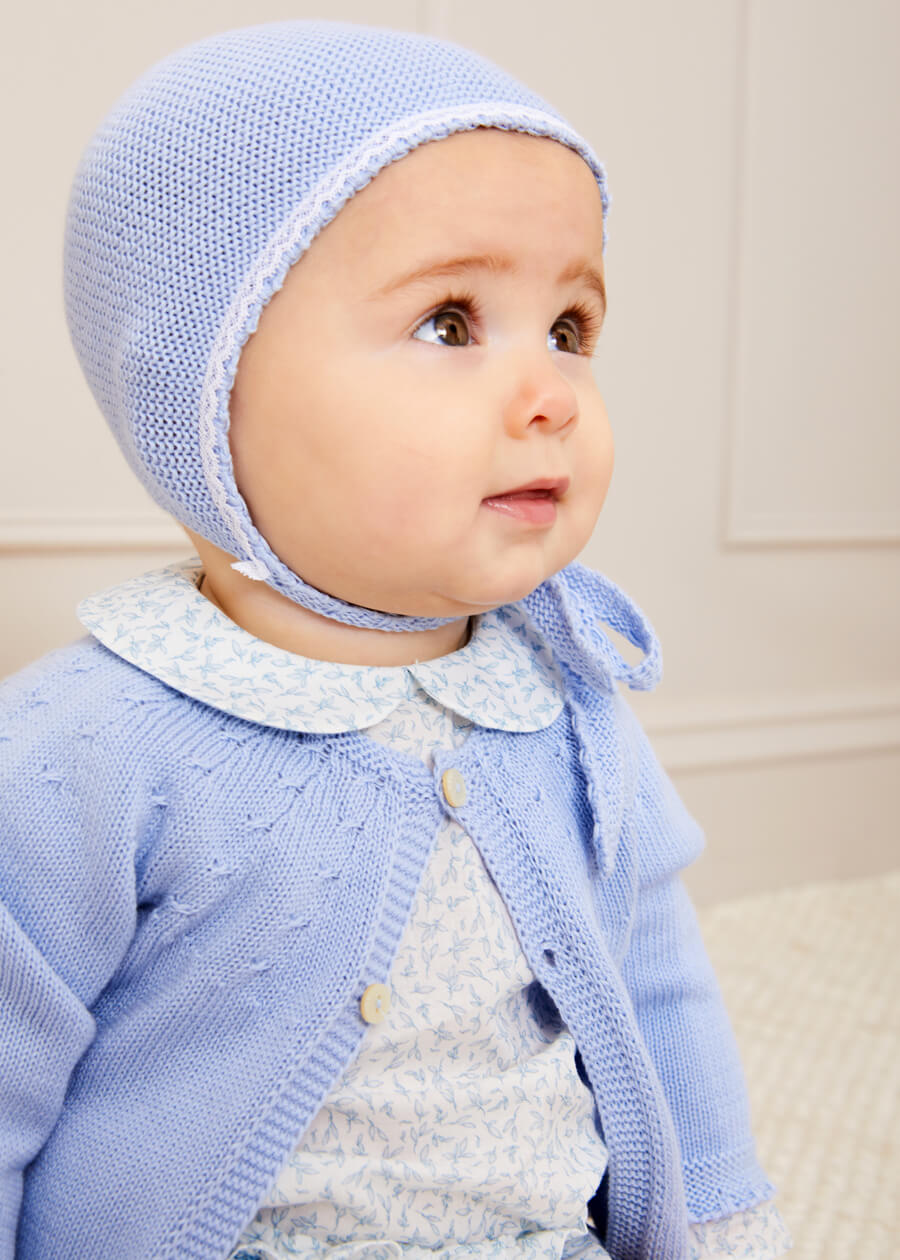 Elsie Floral Print Peter Pan Collar Long Sleeve Blouse in Blue (1-6mths) BLOUSES from Pepa London