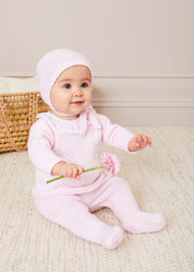 Lace Trim Ruffle Collar Knitted Set in Pink (1-12mths) Knitted Sets from Pepa London