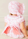 Audrey Toile Hand Smocked Bonnet in Pink (S-M) from Pepa London