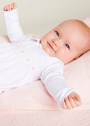 Pink Hand Smocked Cotton All-in-One (0-12mths) Nightwear  from Pepa London