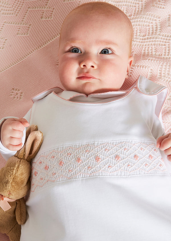 Pink Hand Smocked Sleeping Bag (3-18mths) Accessories  from Pepa London