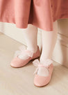 Suede Mary Jane Shoes in Pink With Organza Bow (24-34EU) Shoes  from Pepa London