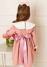 Velvet Handmade Collar Long Sleeve Dress in Pink (2-10yrs) Dresses  from Pepa London