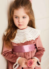 Velvet Handmade Collar Long Sleeve Dress in Pink (2-10yrs) Dresses  from Pepa London