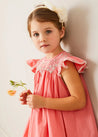 Plain Hand Smocked Sleeveless Dress in Coral (12mths-10yrs) DRESSES from Pepa London