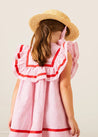 Lawrence Striped Ruffle Bib Sleeveless Dress in Red (12mths-8yrs) DRESSES from Pepa London