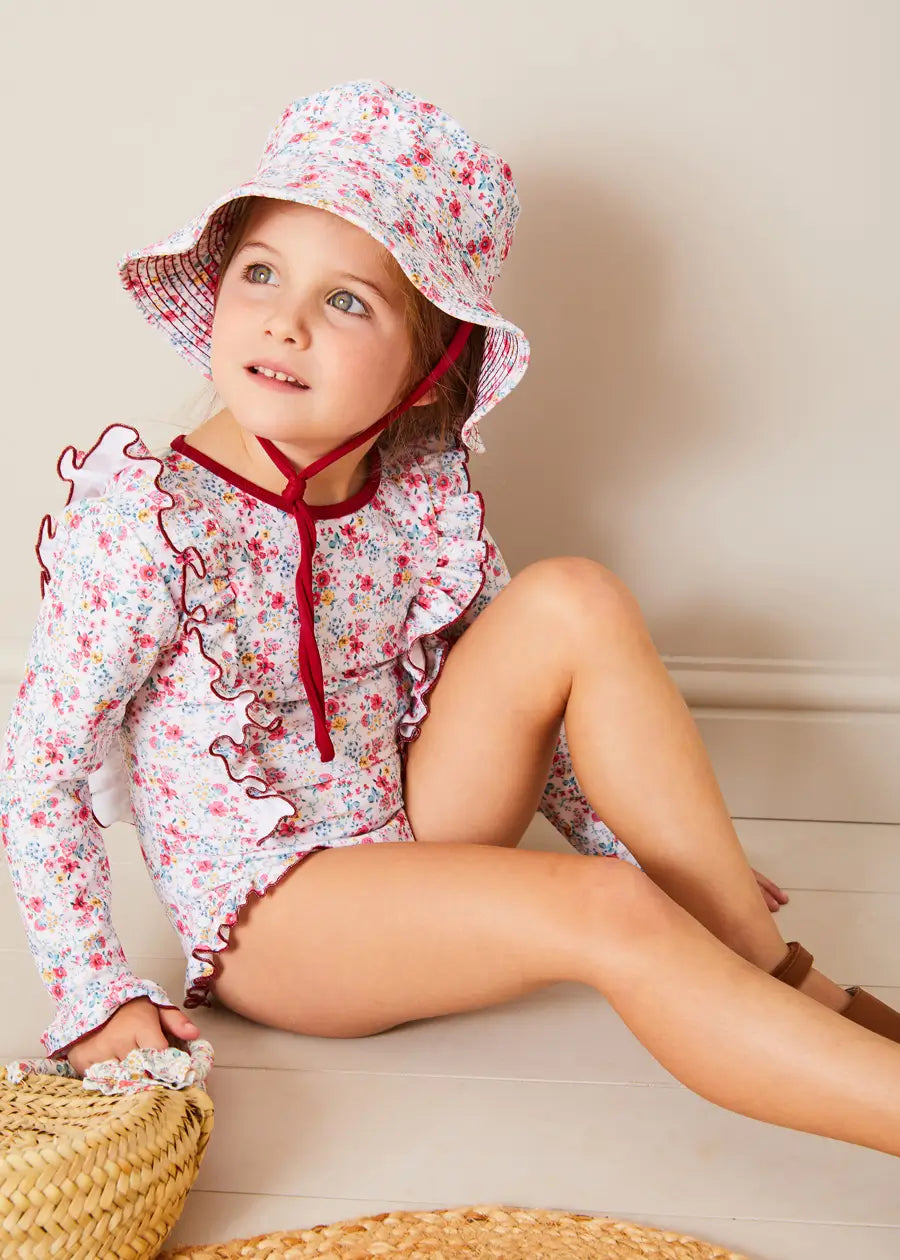 Louisa Floral Beach Hat in Pink (S-M) ACCESSORIES from Pepa London