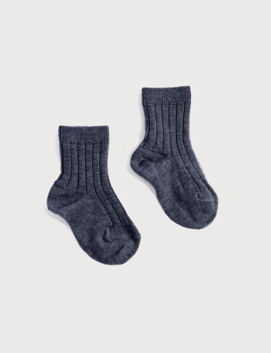Ribbed Short Socks - Dark Grey (0mths-8yrs) Socks  from Pepa London