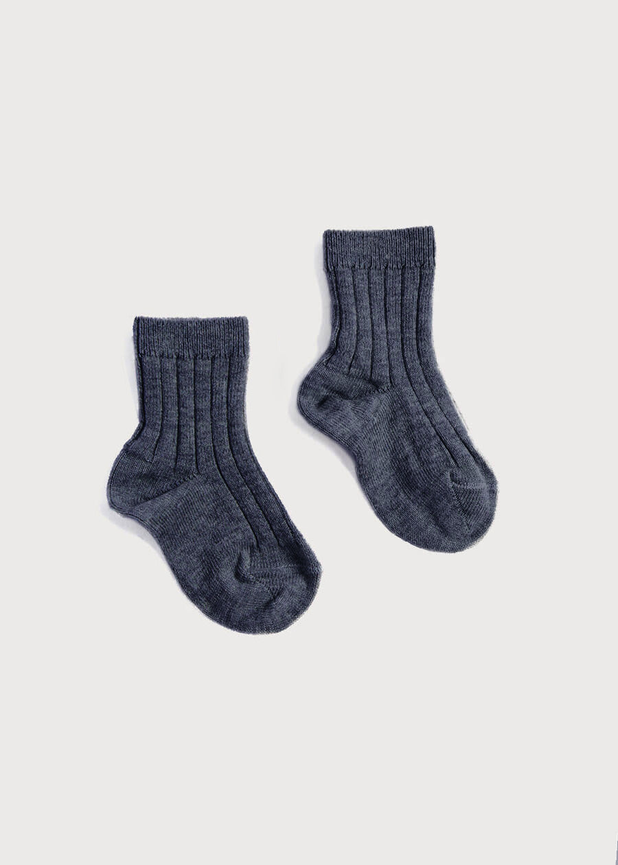 Ribbed Short Socks - Dark Grey (0mths-8yrs) Socks  from Pepa London