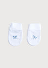 Newborn Mittens with Rocking Horse Embroidery Blue (0-3mths) Accessories  from Pepa London