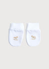 Newborn Mittens with Rocking Horse Embroidery Beige (1-3mths) Accessories  from Pepa London