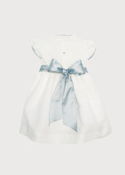 Ivory Hand Smocked Occasion Dress with Blue Details (6mths-8yrs) Dresses from Pepa London