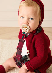 Balmoral Tartan Peter Pan Collar Bodysuit in Burgundy (1mth-3yrs) Tops & Bodysuits from Pepa London