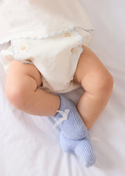 Lace Detail Knitted Booties in Light Blue (0-6mths)