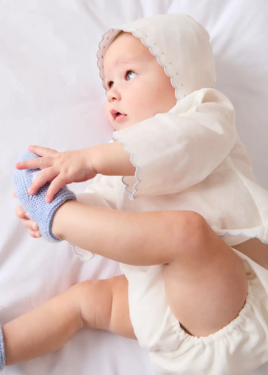 Whale Embroidered Scallop Edge Two Piece Set in Blue (1-6mths) Two Piece Set from Pepa London