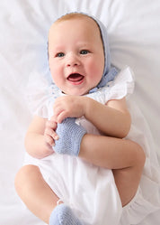 Hand Smocked Romper in Blue (3-18mths) Rompers from Pepa London