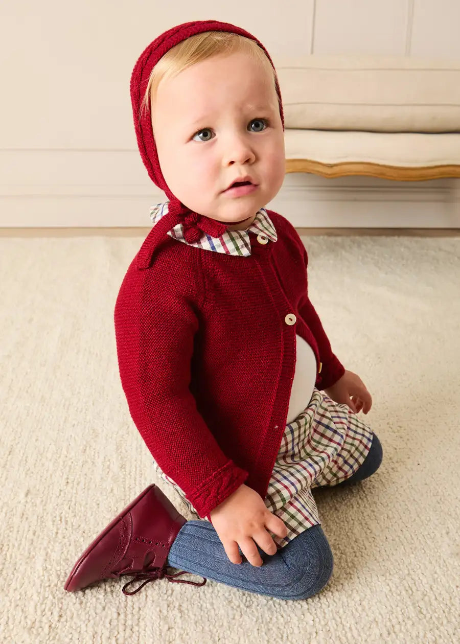 Sinclair Check Polo Collar Bodysuit in Red (6mths-3yrs) Tops & Bodysuits from Pepa London
