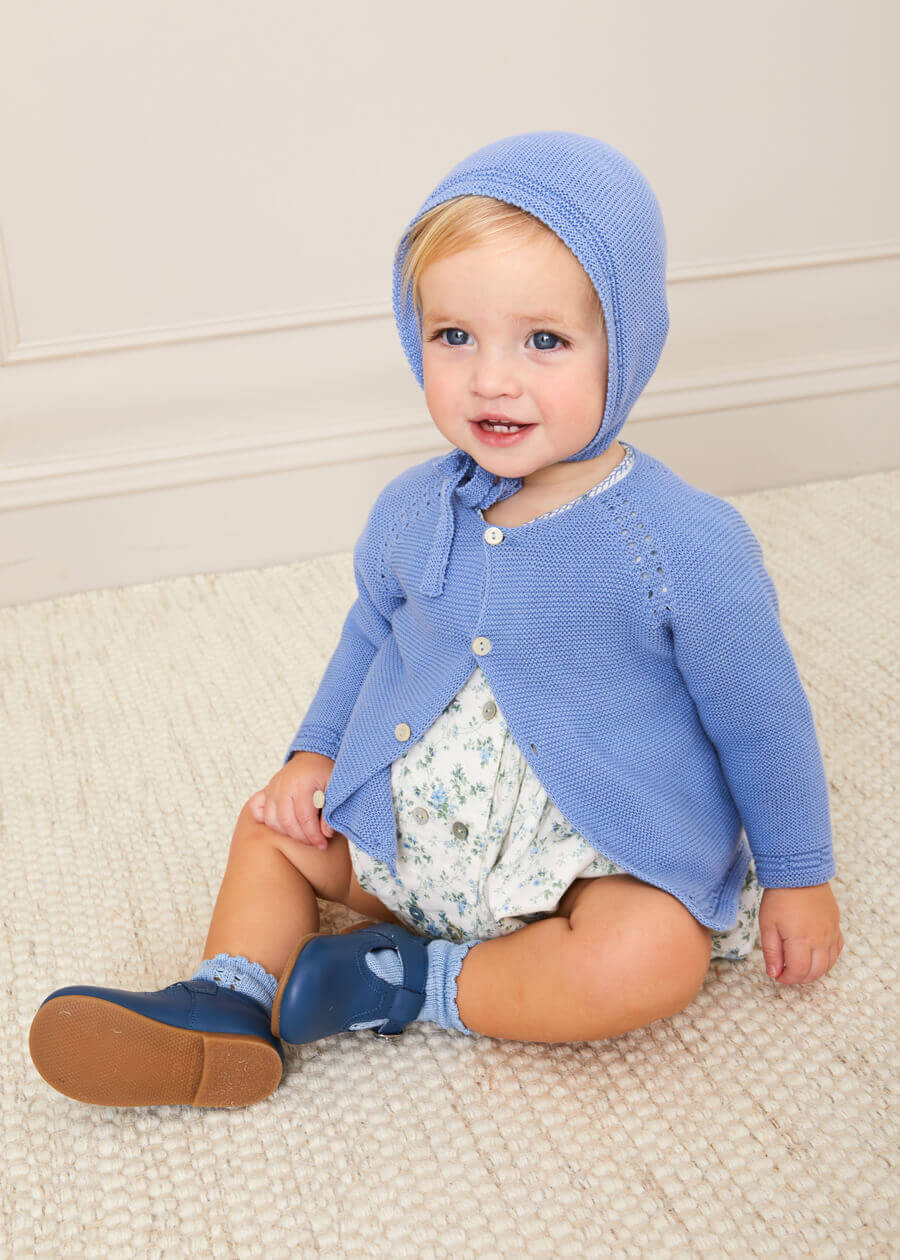 Openwork Knitted Bonnet in Blue (S-L) Knitted Accessories  from Pepa London