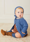 Cable Detail Cardigan In French Blue (6mths-3yrs) KNITWEAR  from Pepa London