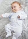 Peter Pan Collar Velour Nightwear in White (0-12mths) Nightwear  from Pepa London