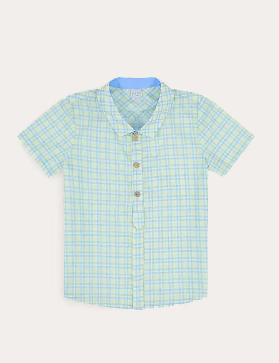 Pip Check Short Sleeve Shirt in Green (4-10yrs) SHIRTS from Pepa London