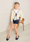 Contrast Trim Bow Front Shorts in Navy (4-10yrs) Shorts  from Pepa London