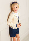 Cable Knit Mariner Cardigan in Beige (4-10yrs) Knitwear  from Pepa London