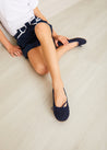 Lace Tie Ballerina Shoes in Navy (24-34EU) Shoes  from Pepa London