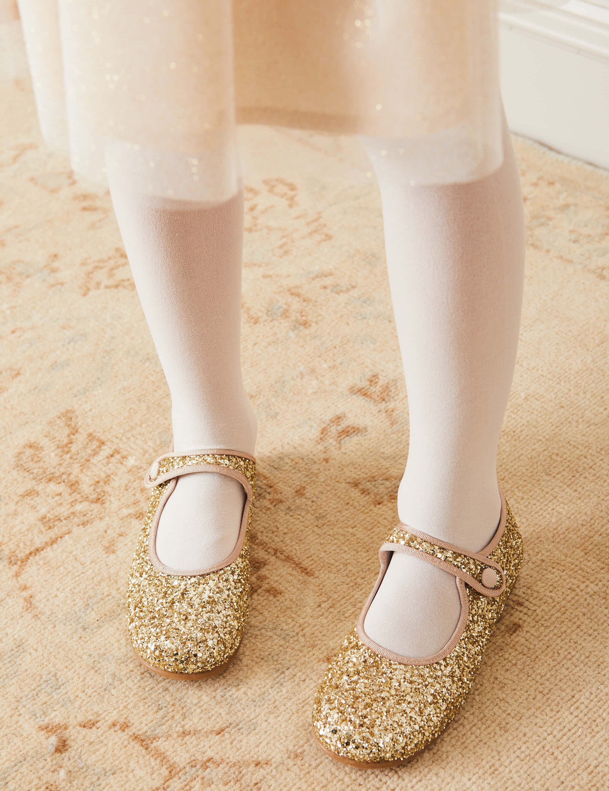 Glittery Mary Jane Shoes in Gold (24-34EU) SHOES  from Pepa London