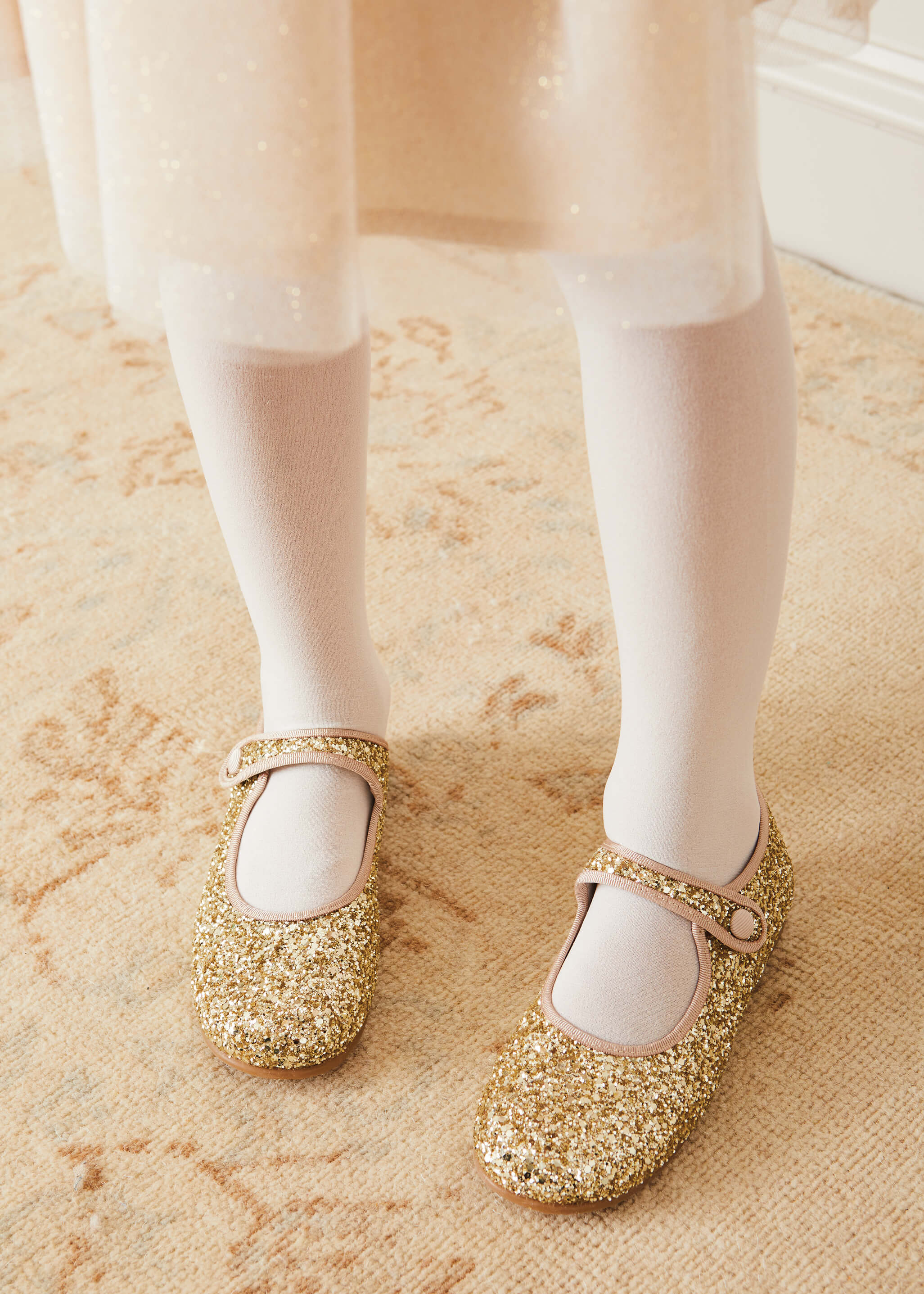 Glittery Mary Jane Shoes in Gold (24-34EU) SHOES  from Pepa London
