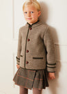 Austrian Single Breasted Contrast Trim Jacket in Brown (12mths-10yrs) Coats  from Pepa London