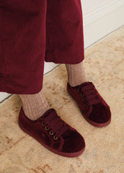 Corduroy Wide Leg Gold Button Trousers in Burgundy (4-10yrs) Trousers  from Pepa London