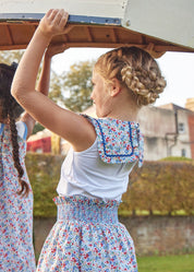 Poppy Floral Print Bib Collar Sleeveless Top in Red (2-10yrs) Tops & Bodysuits  from Pepa London