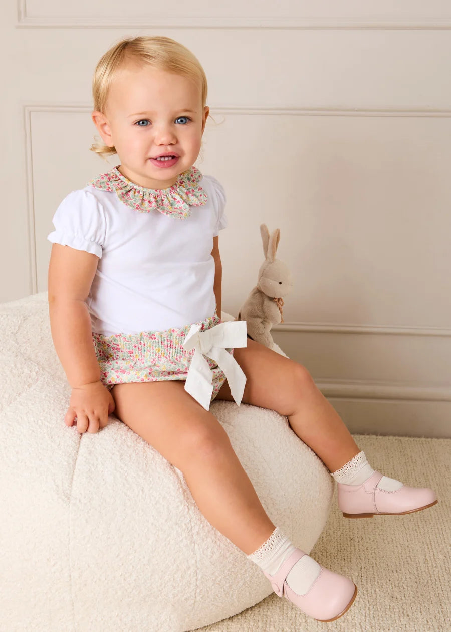 Adelaide Floral Bow Detail Bloomers in Pink (1mth-2yrs) Bloomers from Pepa London