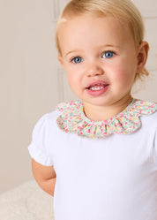 Adelaide Floral Petal Collar Bodysuit in Pink (1mth-2yrs) Tops & Bodysuits from Pepa London