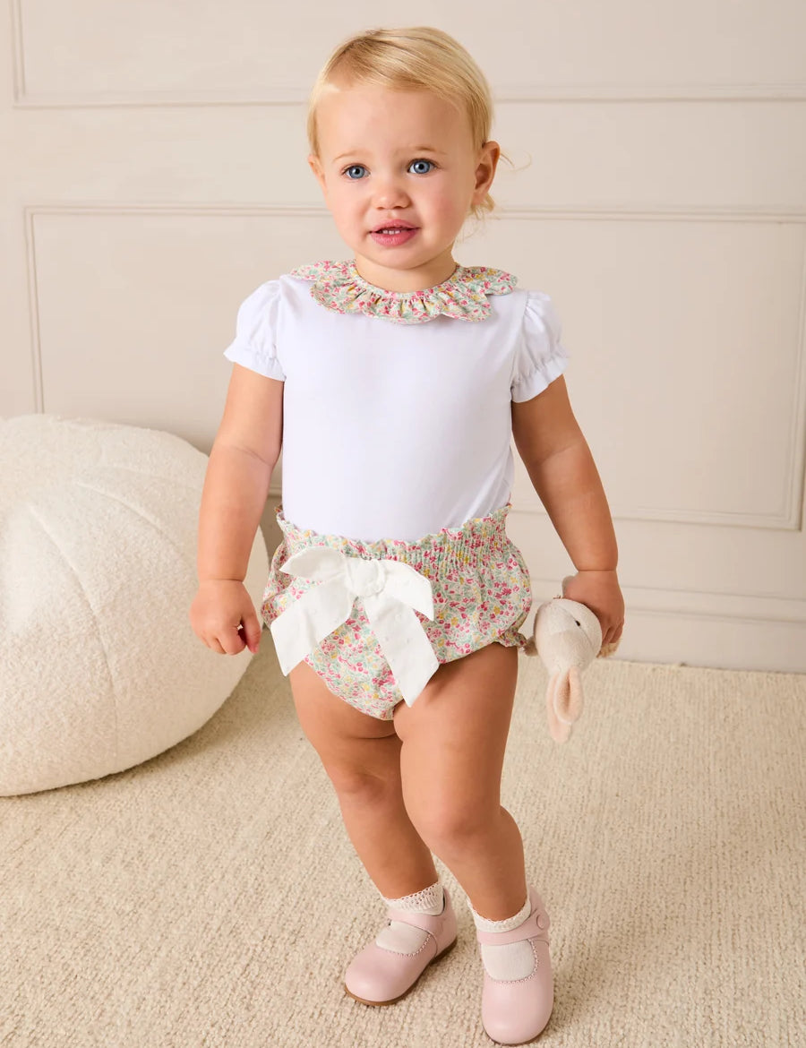 Adelaide Floral Bow Detail Bloomers in Pink (1mth-2yrs) BLOOMERS from Pepa London