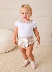 Adelaide Floral Petal Collar Bodysuit in Pink (1mth-2yrs) Tops & Bodysuits from Pepa London