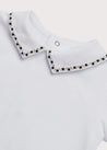 Embroidered Polo Collar Bodysuit in White (0mths-2yrs) Tops & Bodysuits  from Pepa London