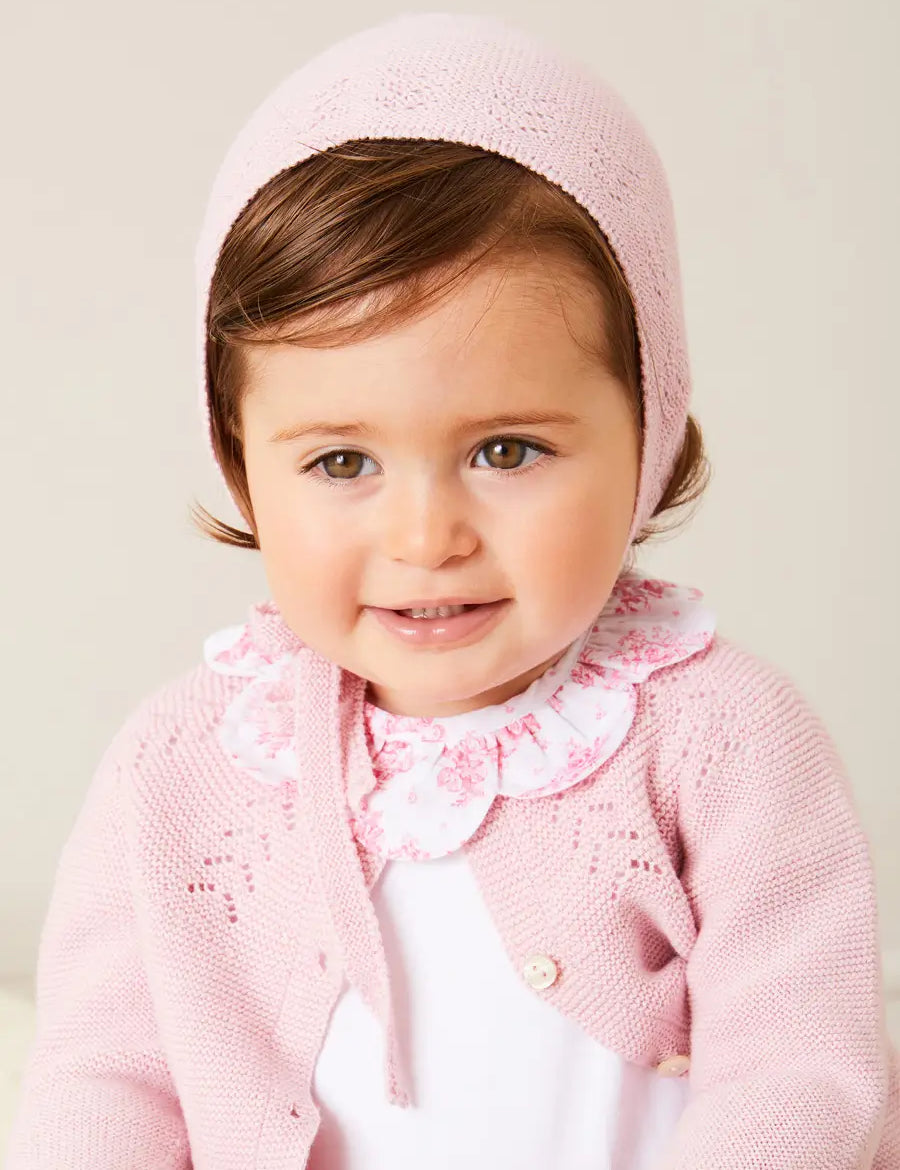 Audrey Toile Scallop Collar Short Sleeve Bodysuit in Pink (1mth-2yrs) TOPS & BODYSUITS from Pepa London