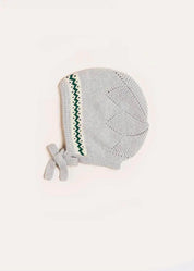 Fair Isle Detail Knitted Bonnet in Grey (S-L) Knitted Acc  from Pepa London