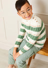 Striped Cable Knit Jumper in Green (4-10yrs) Knitwear  from Pepa London