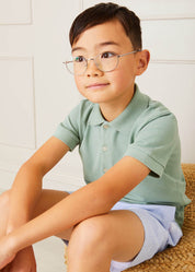 Plain Short Sleeve Polo Top in Green (2-10yrs) Tops & Bodysuits  from Pepa London