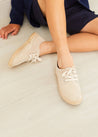 Suede Lace-up Espadrilles in Beige (24-34EU) Shoes  from Pepa London
